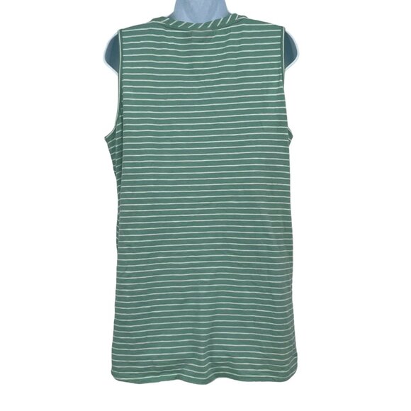 Striped Green & White Tank Top By LOGO By Lori Goldstein Size L - Picture 2 of 7